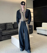 HEYFANCYSTYLE Men's Luxury Relaxed Fit Two-Piece Suit Set - Designer Wide Leg Pants